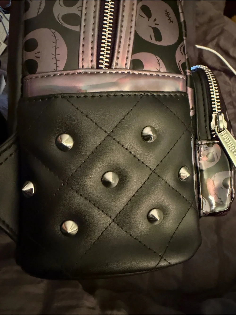 Loungefly Black Holographic Jack Skellington Mini Backpack